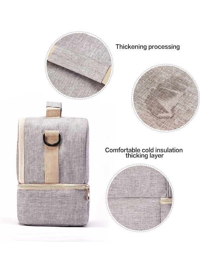 MOMIGO Breast Pump Bag Cooler Compartment Moistureproof Bag Double Layer for Mother Breast Milk Pump Lunch Bag Outdoor Working (Grey) - Image 4